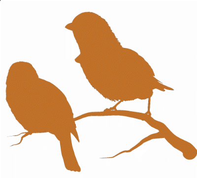 Orange Illustration zweier Amseln als Logo für Dr. Thomas Vogl Beratung & Training